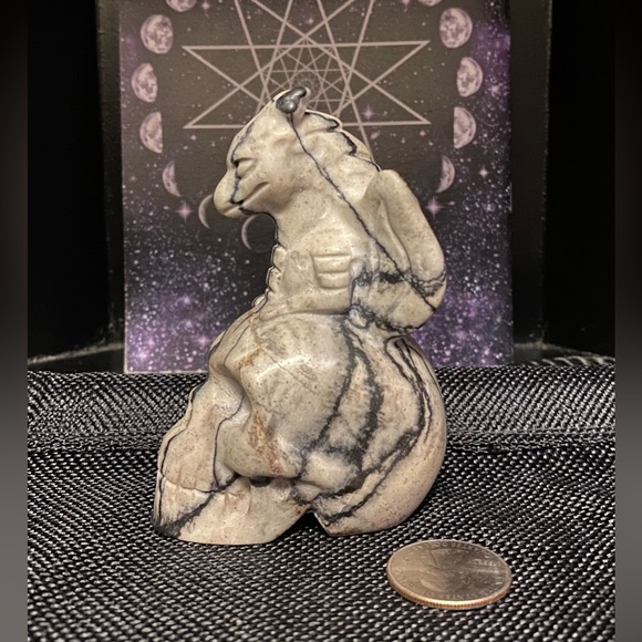 ❤️Spiderweb Jasper Flying Dragon Skull - Picture 3 of 3